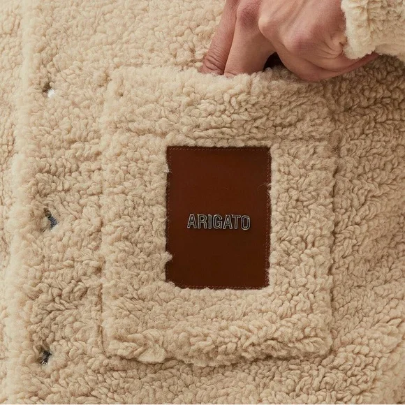 Axel Arigato Aspen Teddy Overshirt Beige Overshirt Shacket Jacket Logo Patch